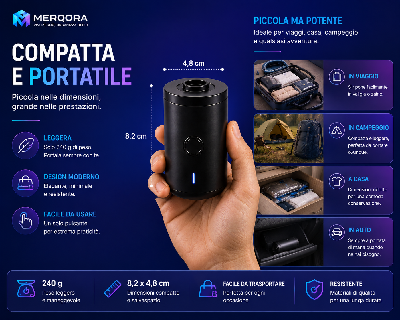 Pompa Elettrica Portatile 2 in 1 – Sottovuoto e Gonfiaggio Multifunzione